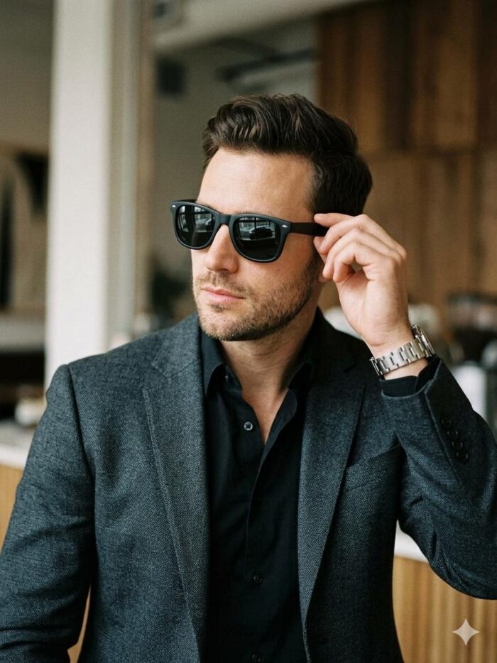 g35 Wayfarer Tarzı Unisex Siyah Güneş Gözlüğü - Görsel 1