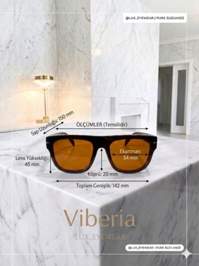 viberia Güneş Gözlüğü Kahverengi Keskin Hatlı Trend Stil Yeni Sezon - Görsel 2