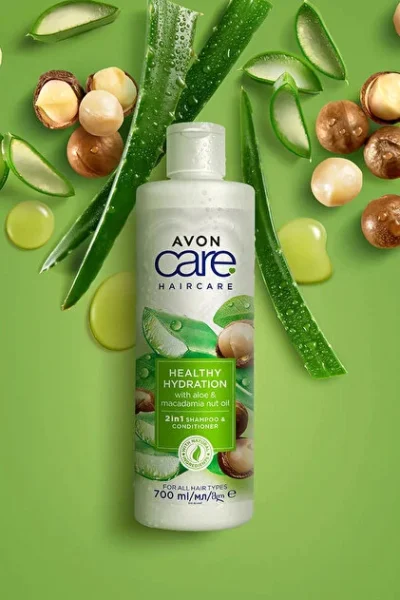 Avon Care Aloe Vera Ve Makademya Fındığı Yağı Şampuan Ve Saç Bakım Kremi 700 Ml. - Görsel 3